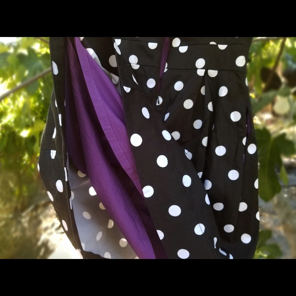 Dress: Black dress with white polka dots - Picture 4 of 7